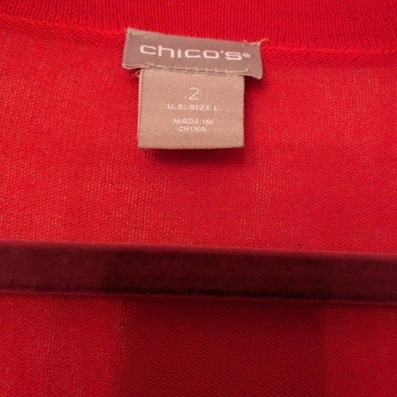 Chico's Three Button Cardigan Sweater  Office Career  Layering Red Razberry L - Picture 7 of 7